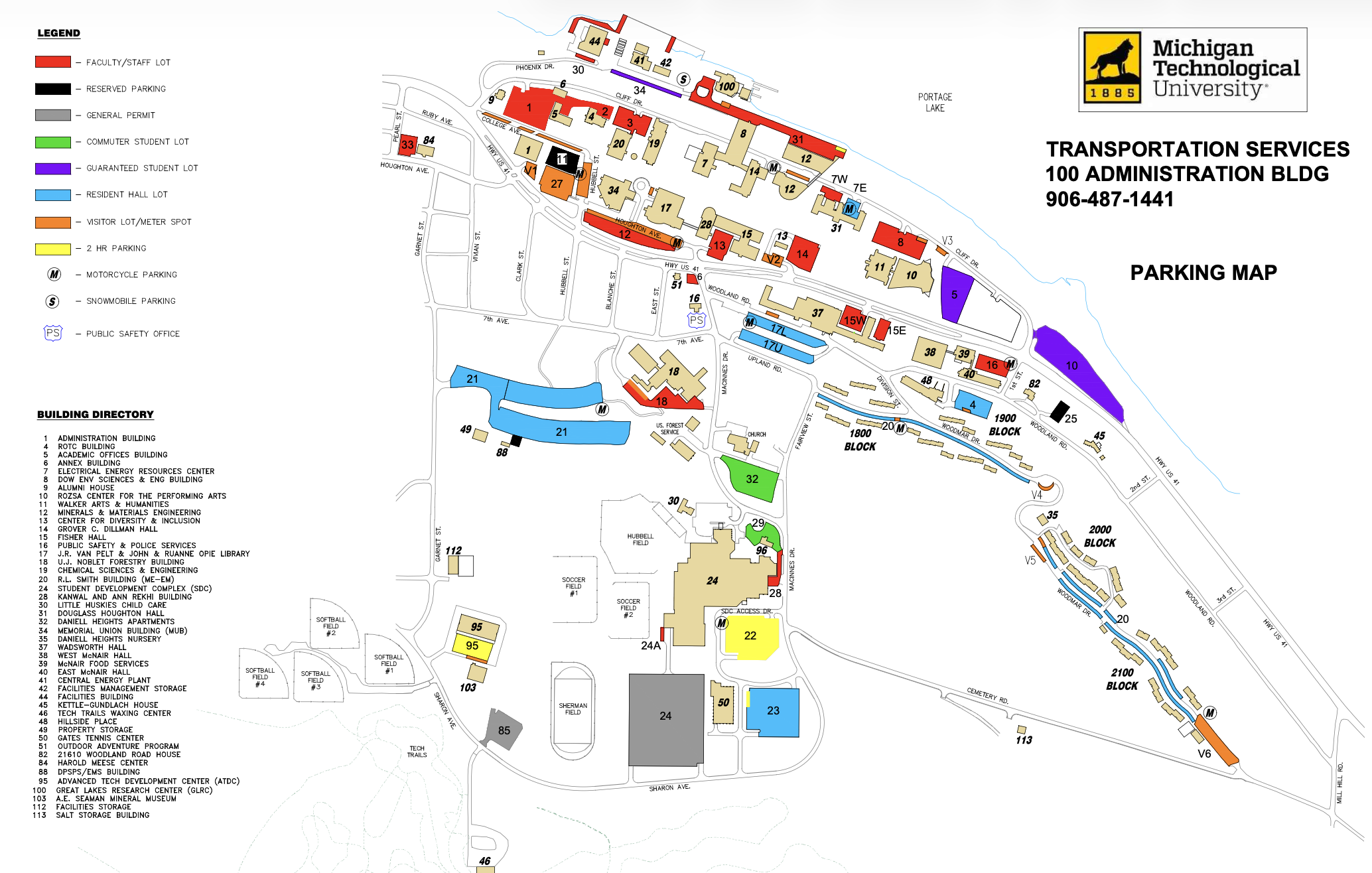 Michigan Tech Parking Map